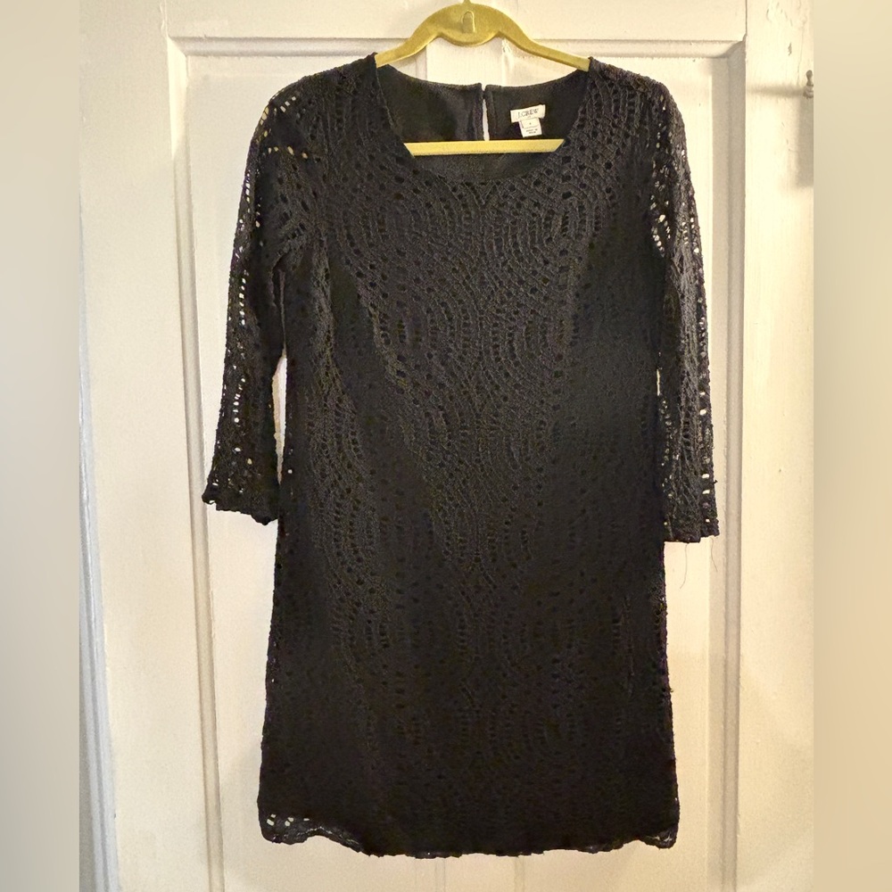 J. Crew Black Long Sleeve Lace Dress